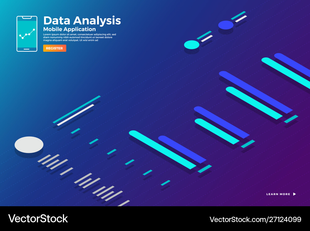 Isometric graph chart analysis Isometric graph chart analysis vector image