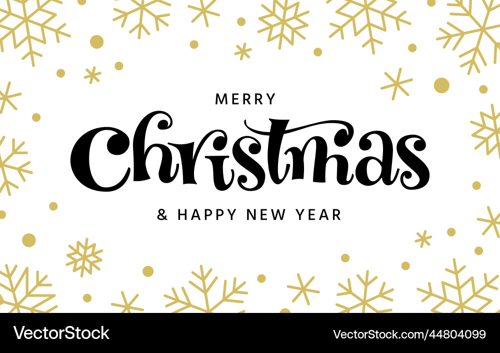 Merry year brush lettering xmas card vector image