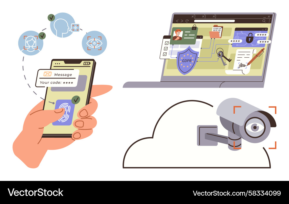 Multi-Factor Authentication Security Vektorbild