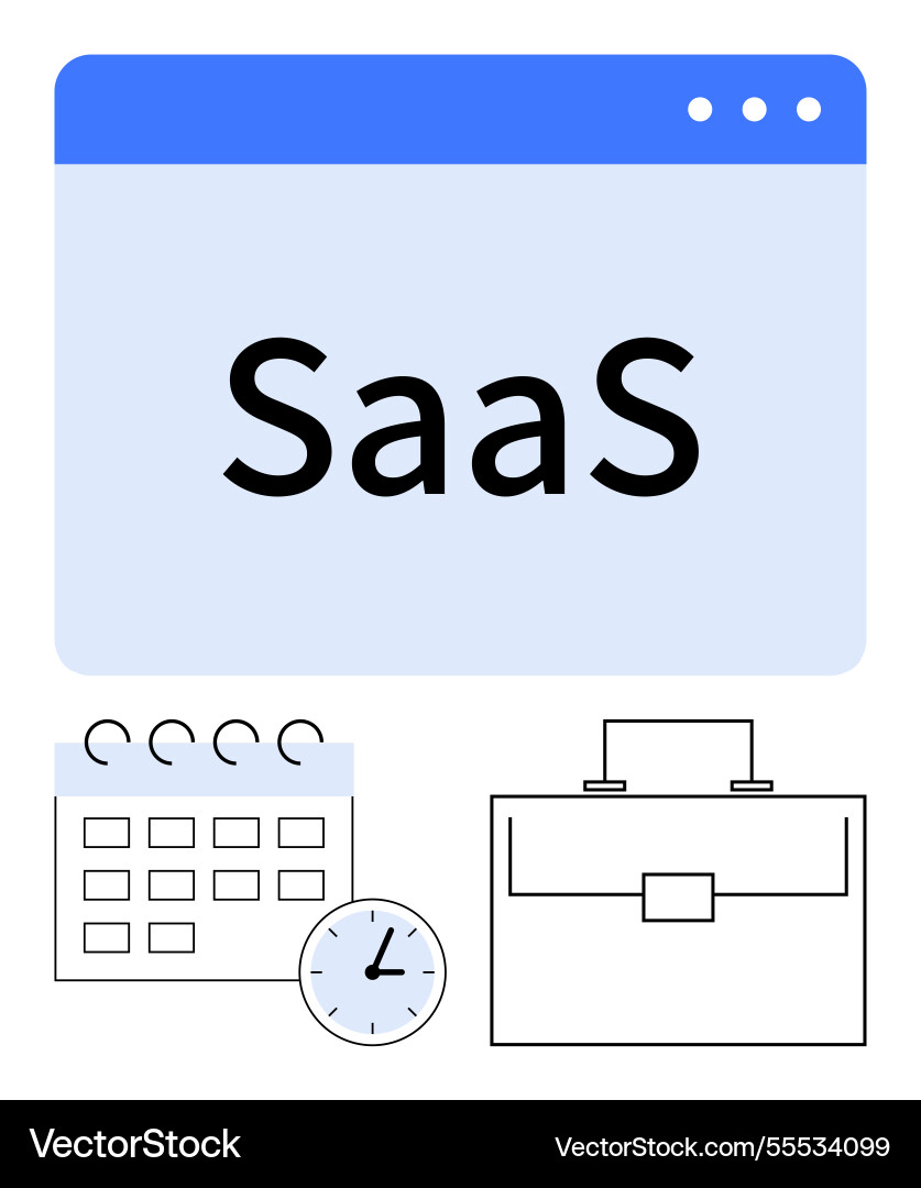 Saas concept with browser window calendar clock Saas concept with browser window calendar clock vector image