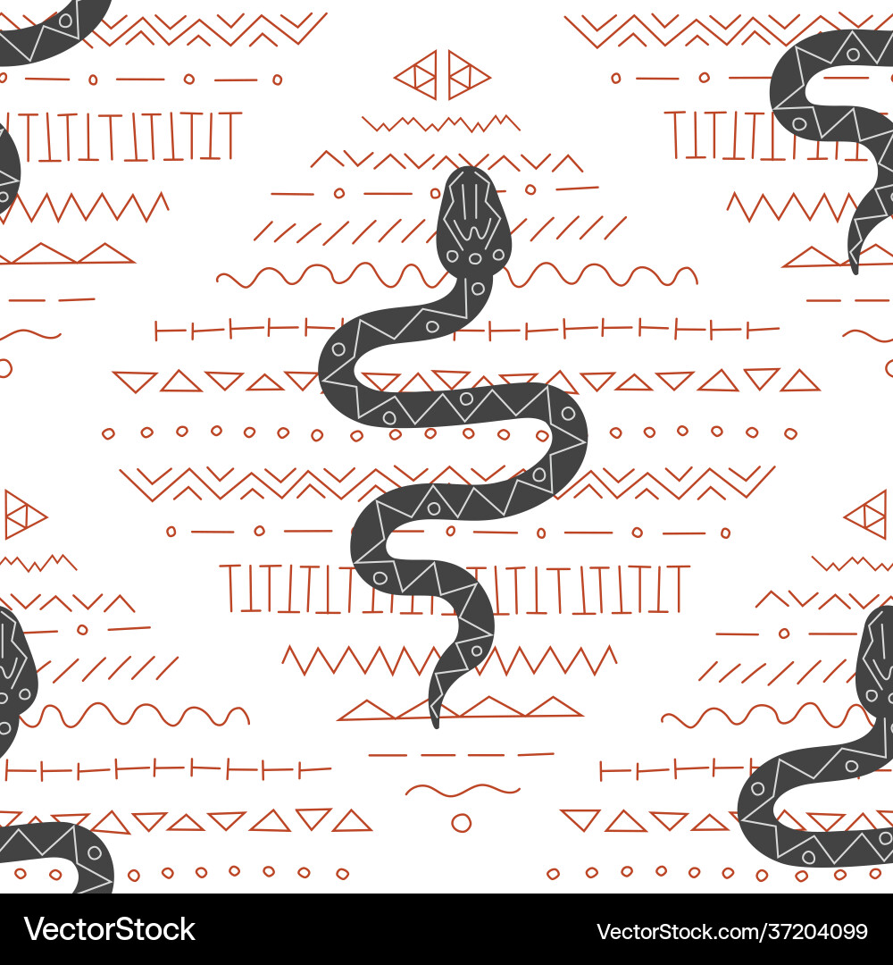 Seamless pattern with black wild snake asp Vector Image