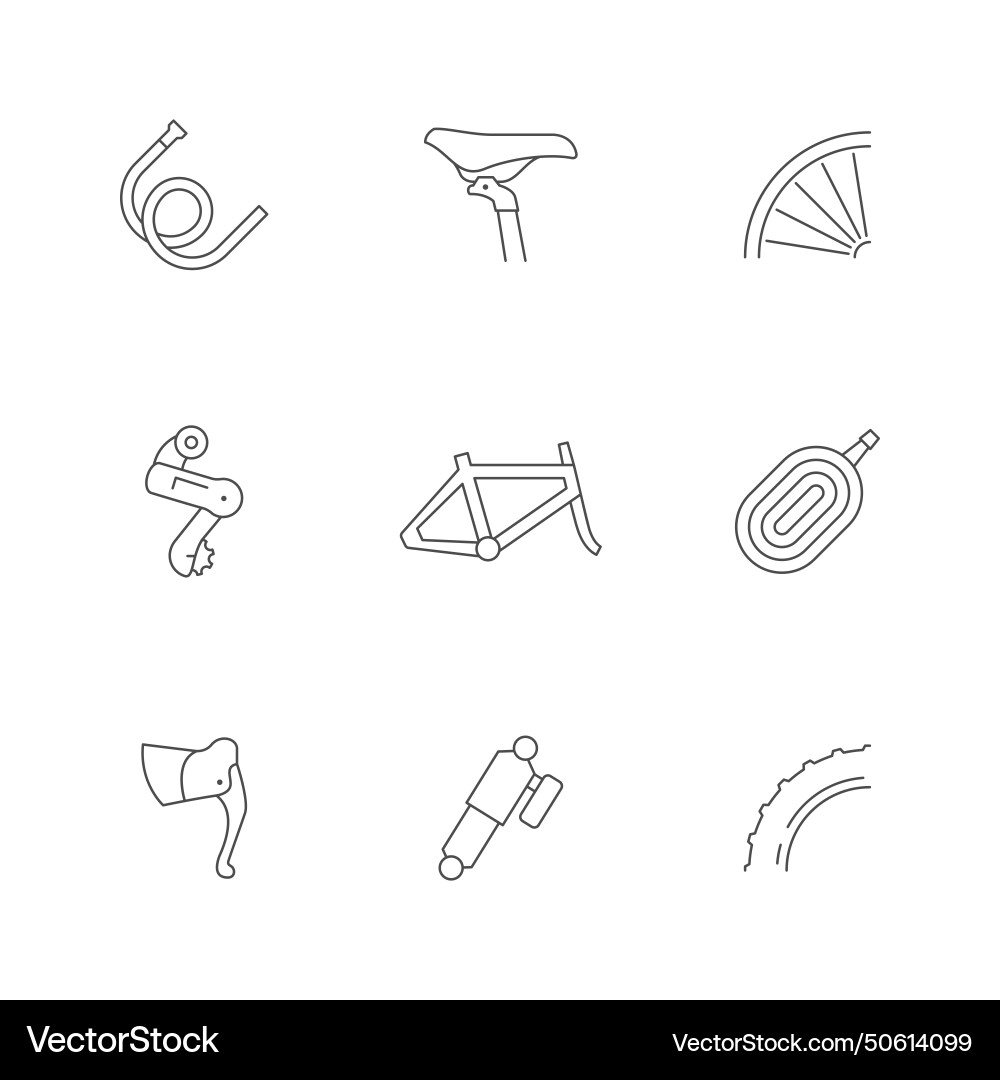 Set line icons of bicycle part vector image