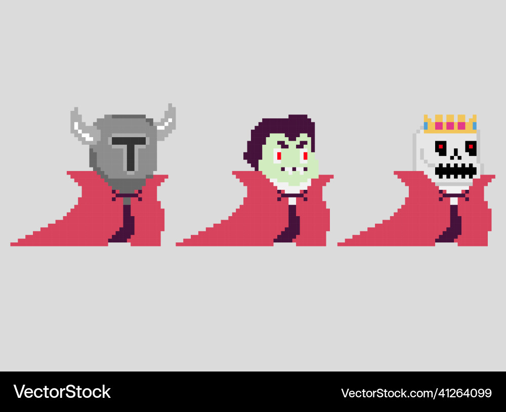 Set of pixel characters in art style Set of pixel characters in art style vector image