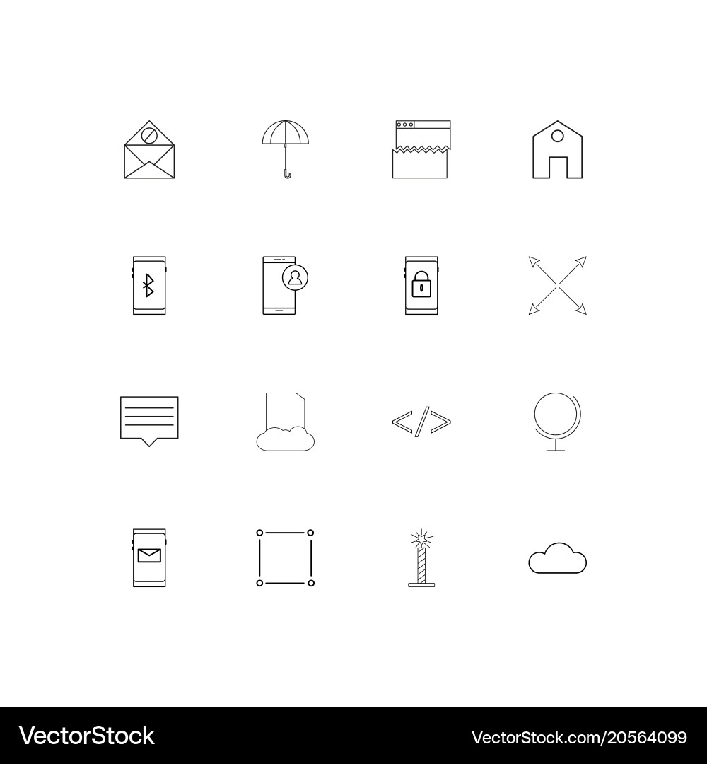 Signs and symbols simple linear icons set vector image