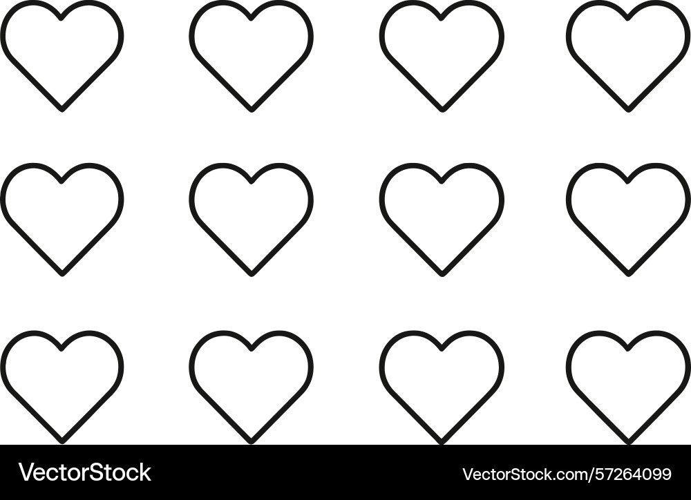 Simple outline hearts arranged in a grid pattern Simple outline hearts arranged in a grid pattern vector image