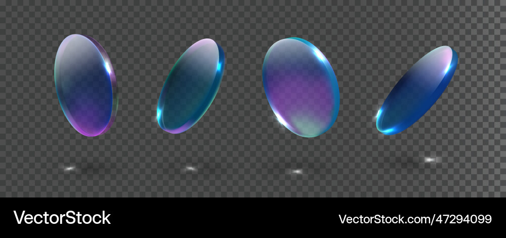 Transparent round set in neon holographic colors Transparent round set in neon holographic colors vector image