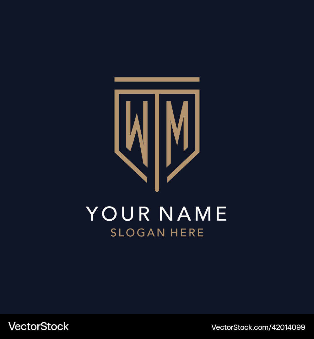Wm initial logo monogram with simple luxury Wm initial logo monogram with simple luxury Vector Image
