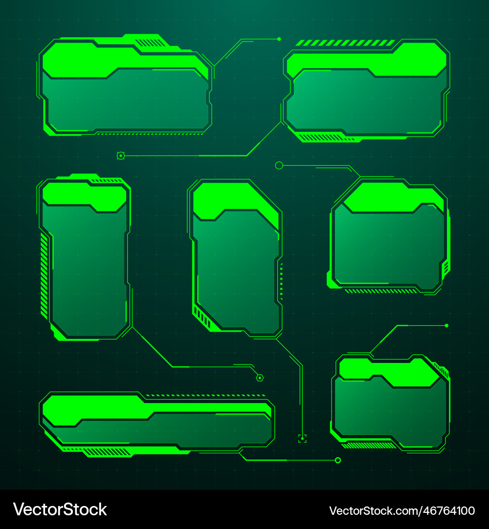 Green futuristic hud ui elements sci-fi user Green futuristic hud ui elements sci-fi user vector image
