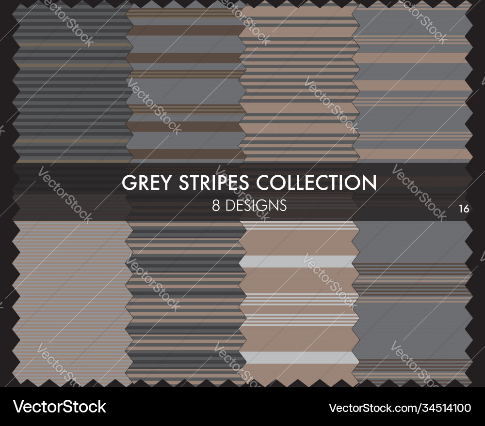 Grey stripe seamless pattern collection Vector Image