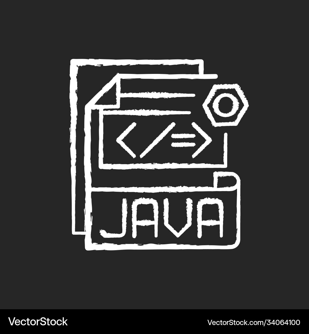 Java file chalk white icon on black background Java file chalk white icon on black background vector image