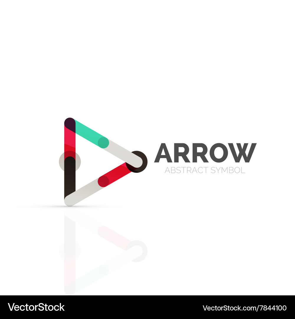 Linear arrow abstract logo connected multicolored Vector Image