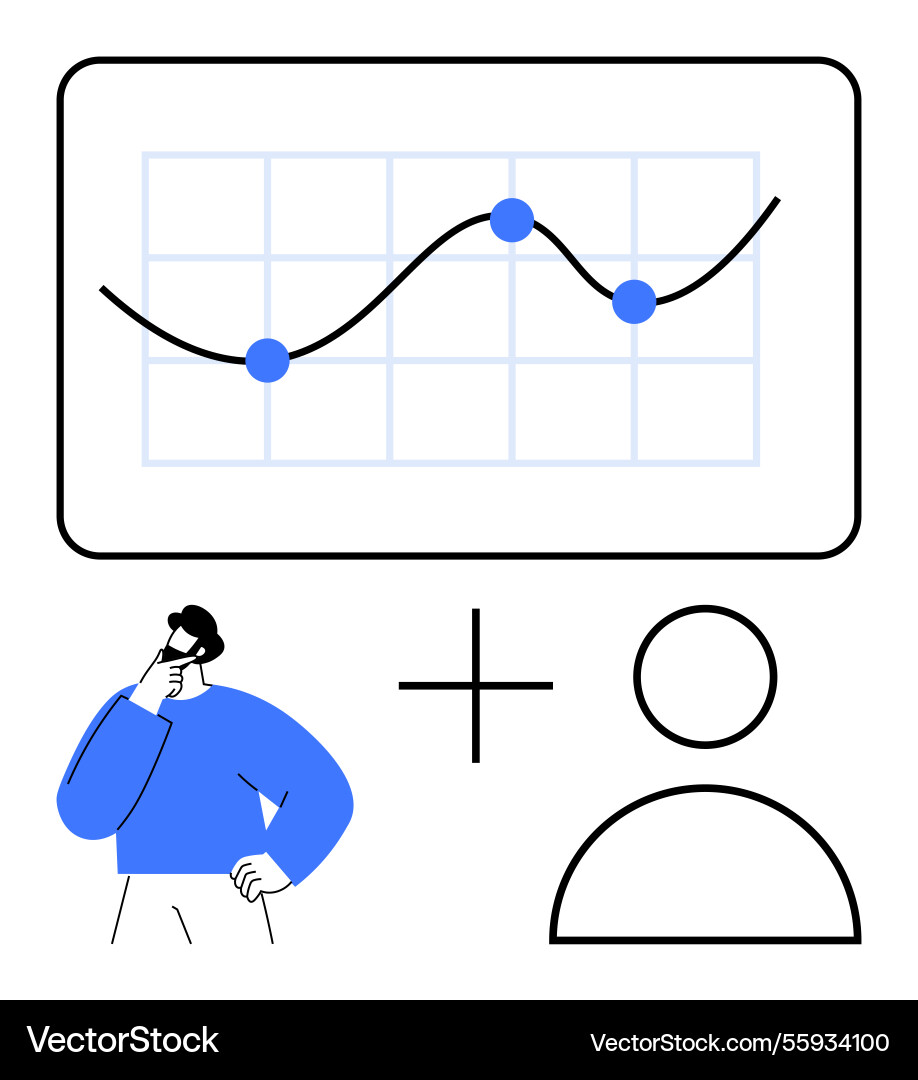 Man analyzing graph with nodes and icon Man analyzing graph with nodes and icon vector image