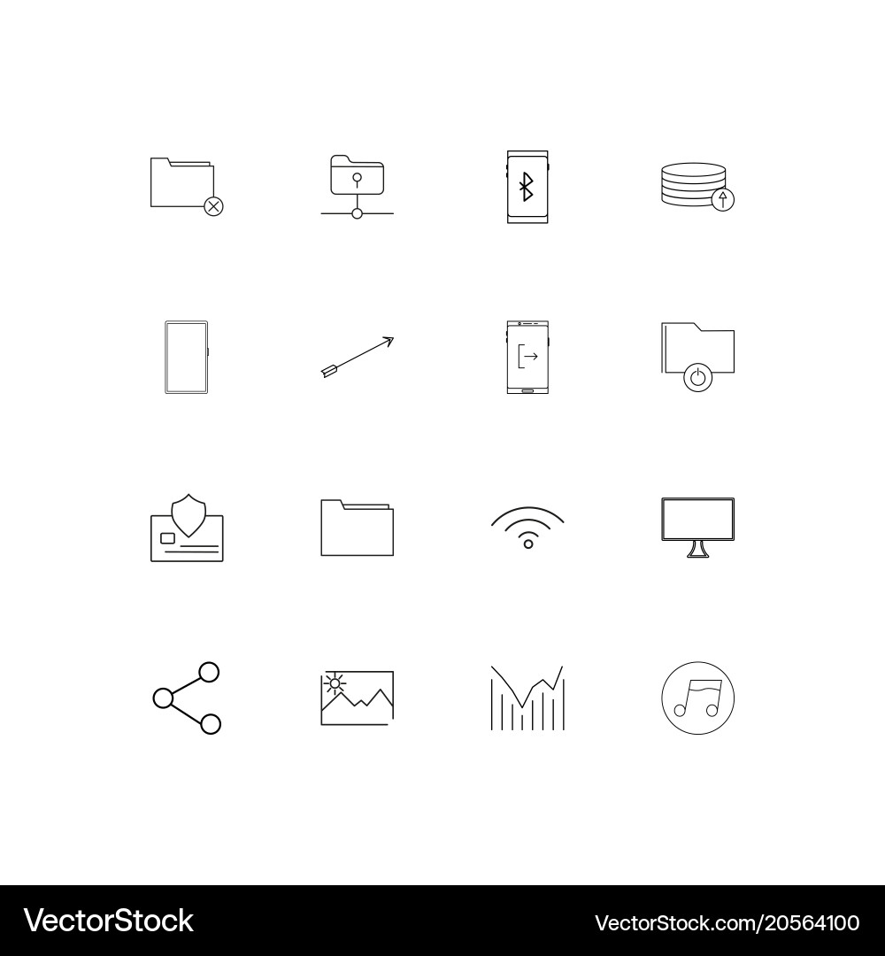 Network and database simple linear icons set vector image