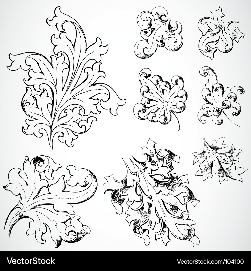 Ornate Floral Swirls vector image