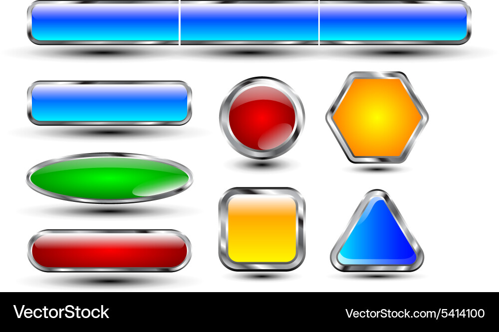 Reflective buttons chrome Vector Image