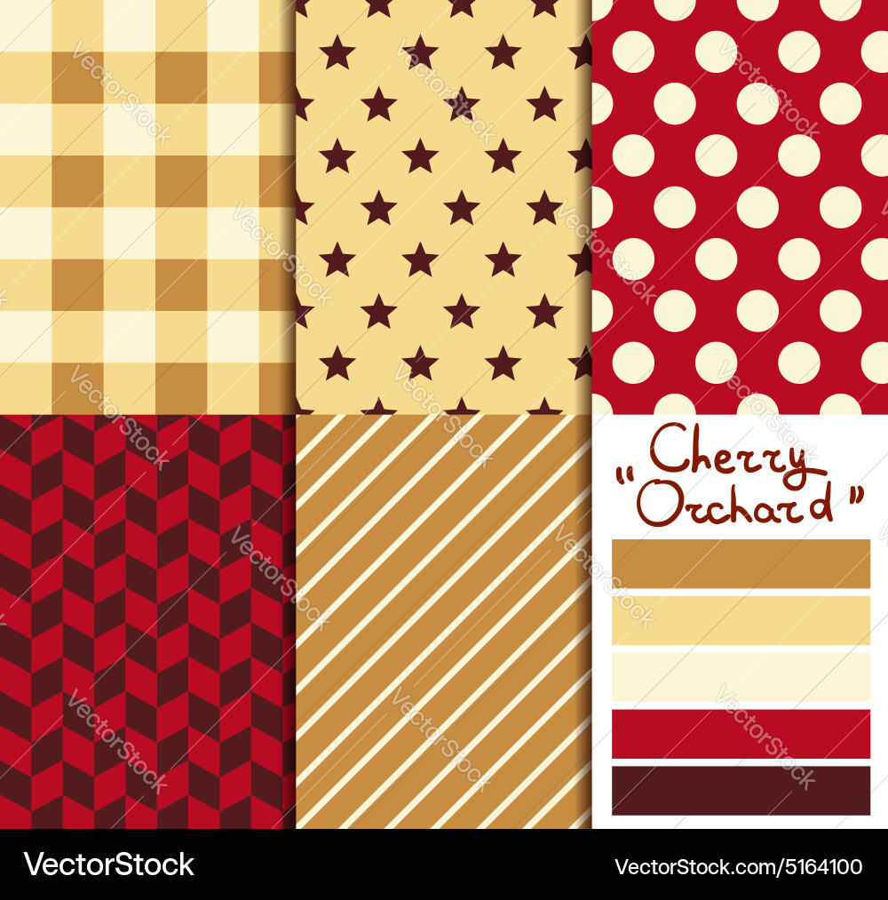 Set of 5 simple seamless geometric patterns vector image