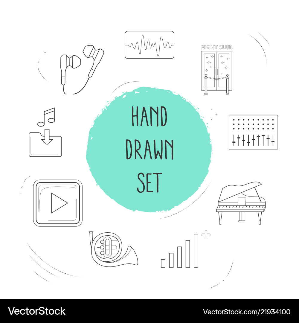 Set of studio icons line style symbols with sound Vector Image