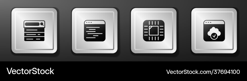 Set search engine software processor with cpu Vector Image