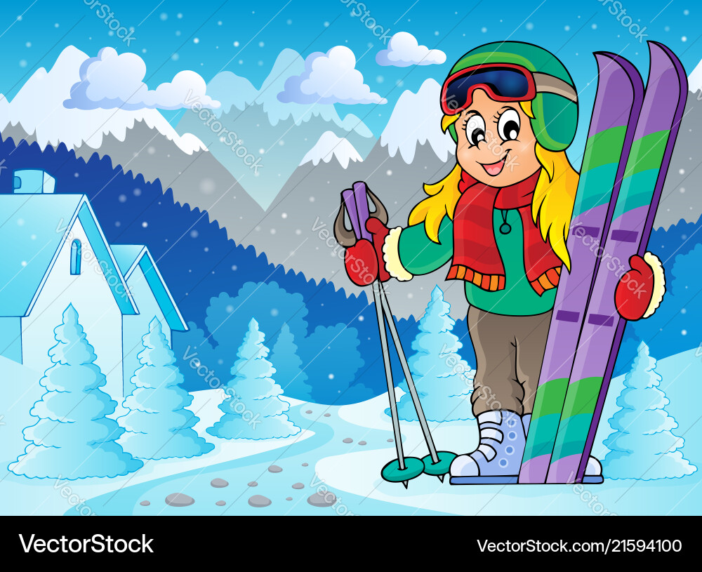Skifahren Thema Bild 2 Vektorbild