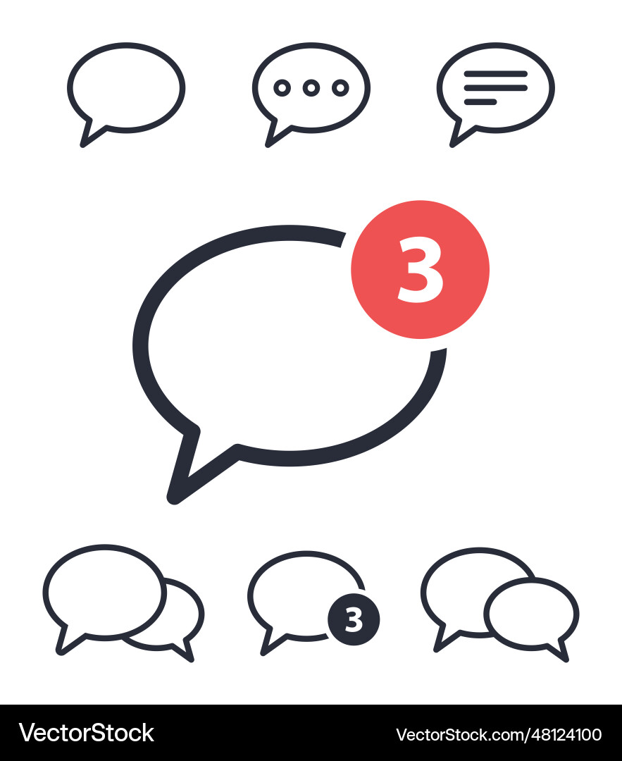 Speech bubbles outline icon set chat message sign Speech bubbles outline icon set chat message sign vector image