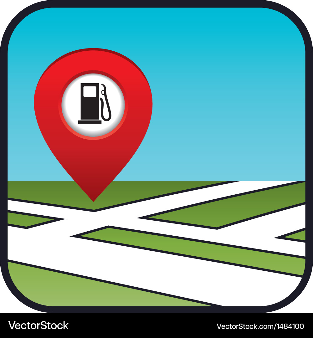 Street map icon with the pointer gas station vector image