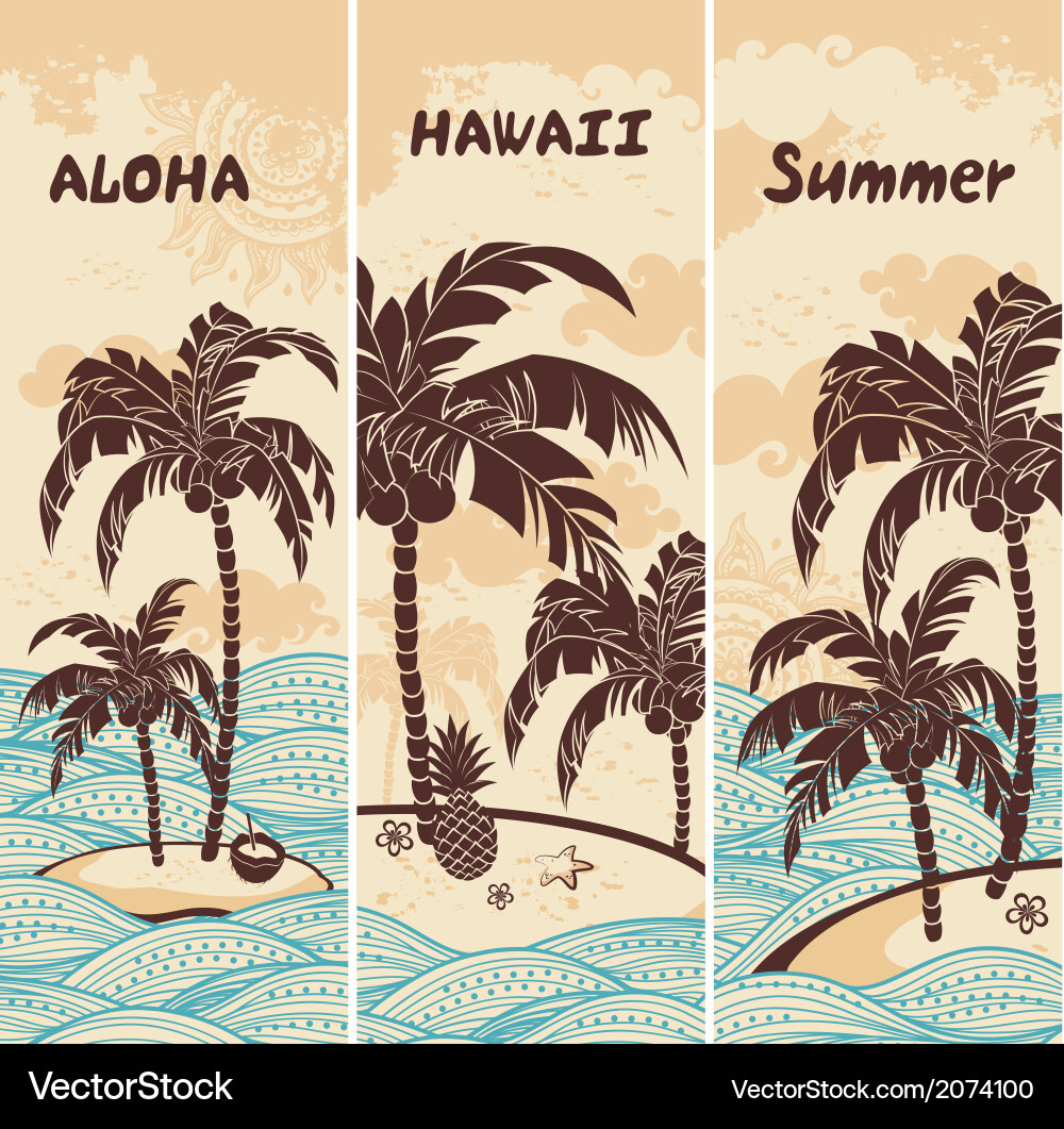 Tropical Hawaiian Banners Vector Image