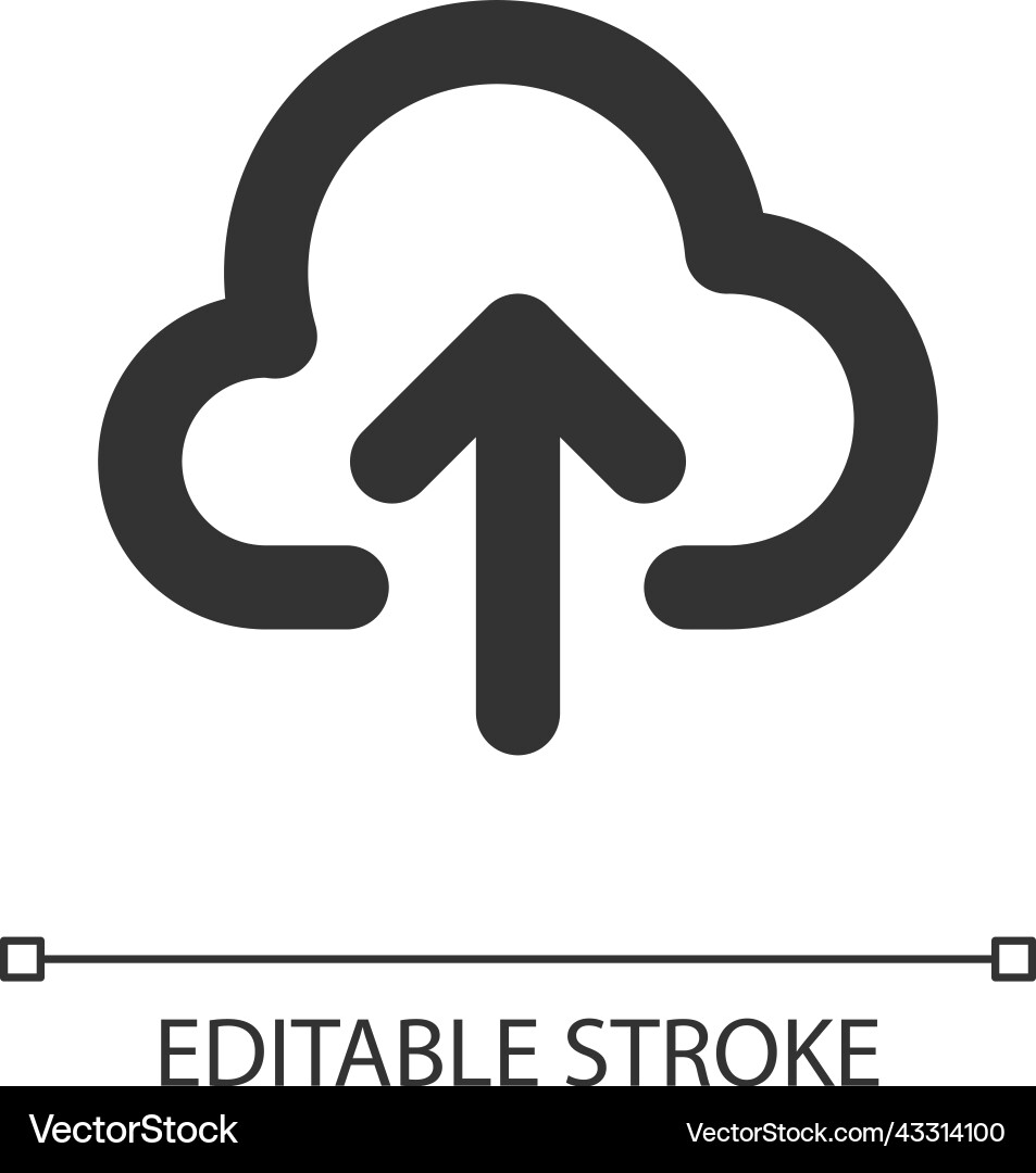 Upload to cloud pixel perfect linear ui icon vector image