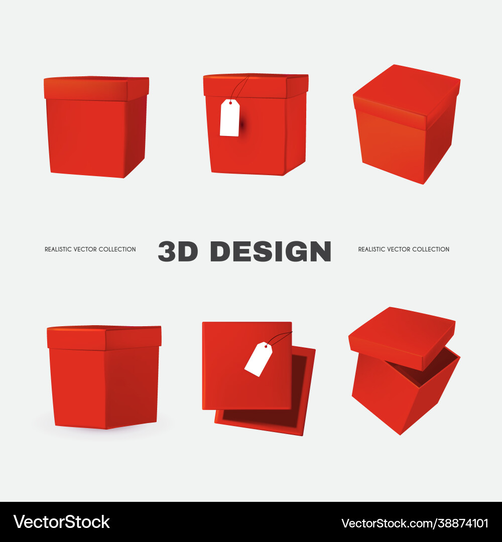3d box collection in different view delivery vector image