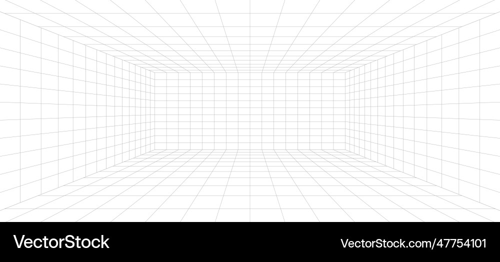 Abstract 3d grid room structure wireframe vector image