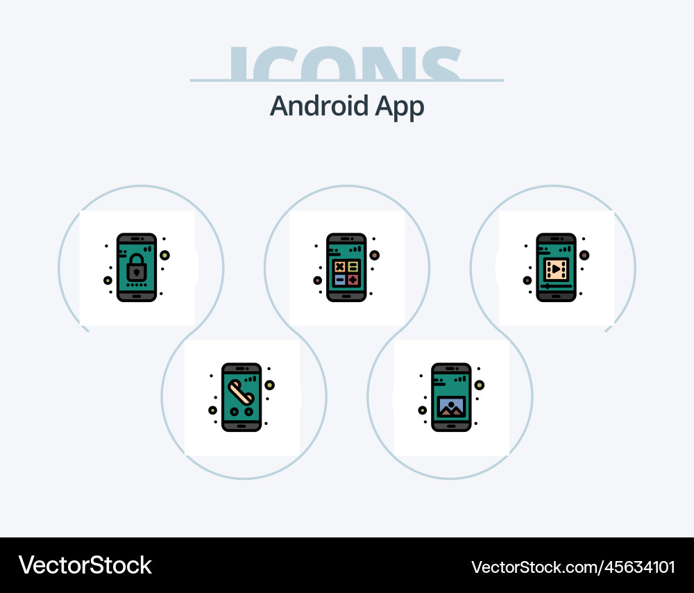 Android app line filled icon pack 5 design Vector Image