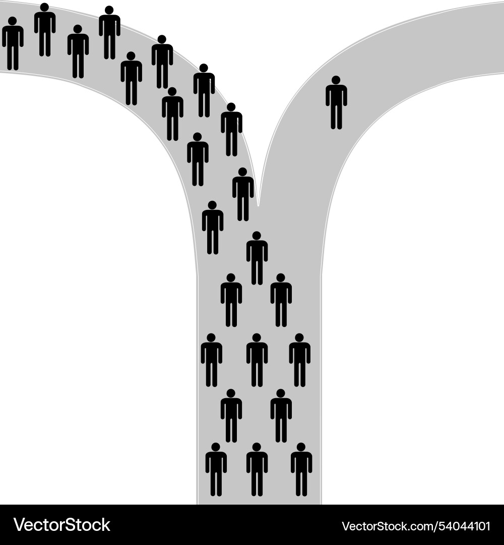 Be different concept with a man who follows Be different concept with a man who follows vector image