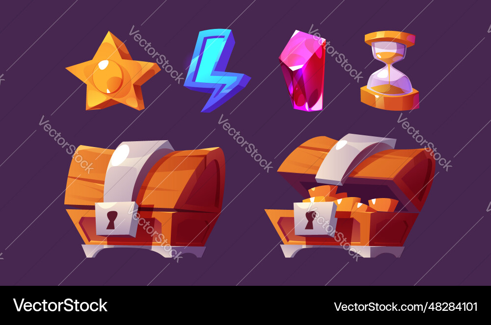 Cartoon set of game ui icons Cartoon set of game ui icons vector image
