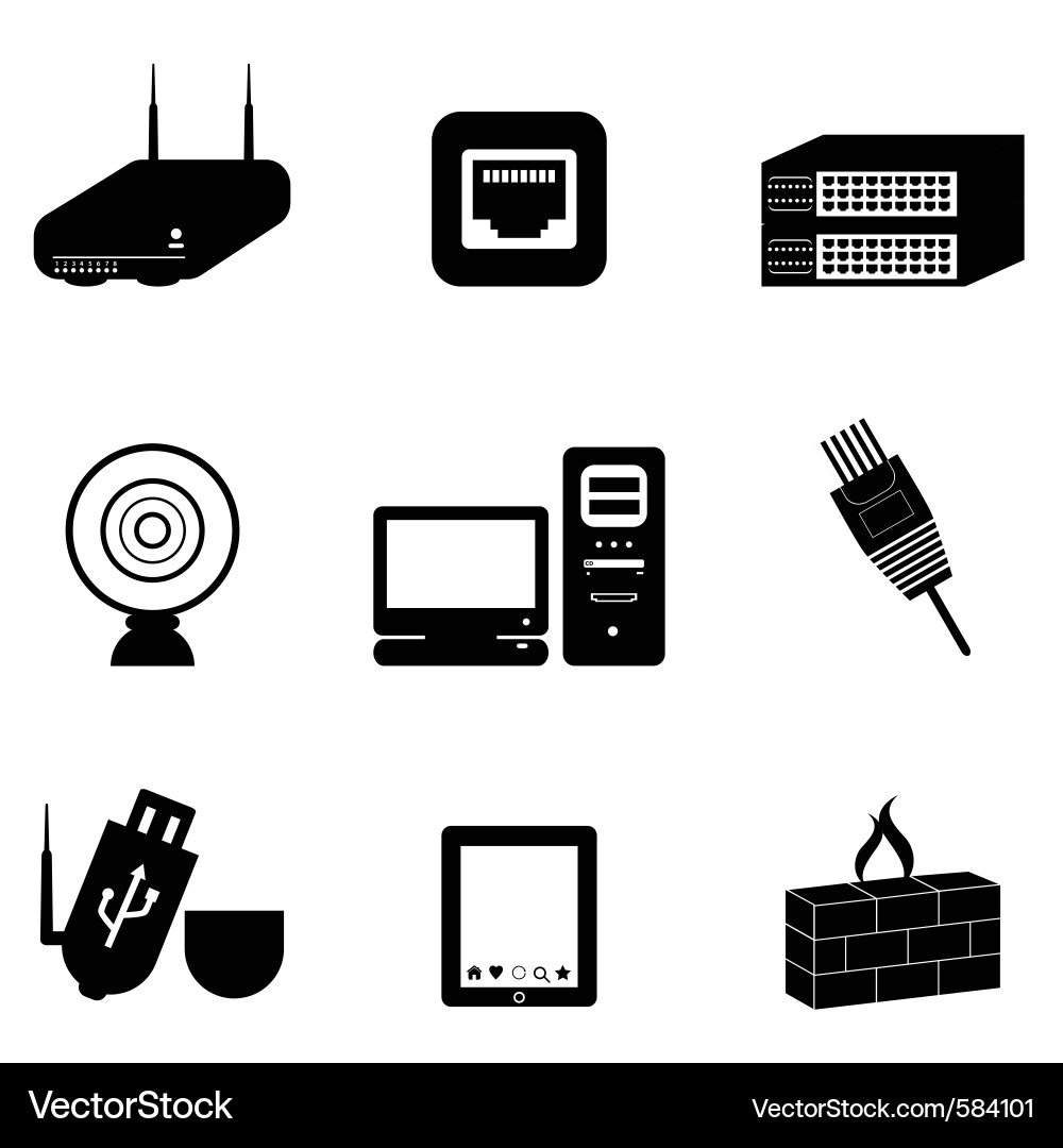 Digital Computer Icons Set vector image