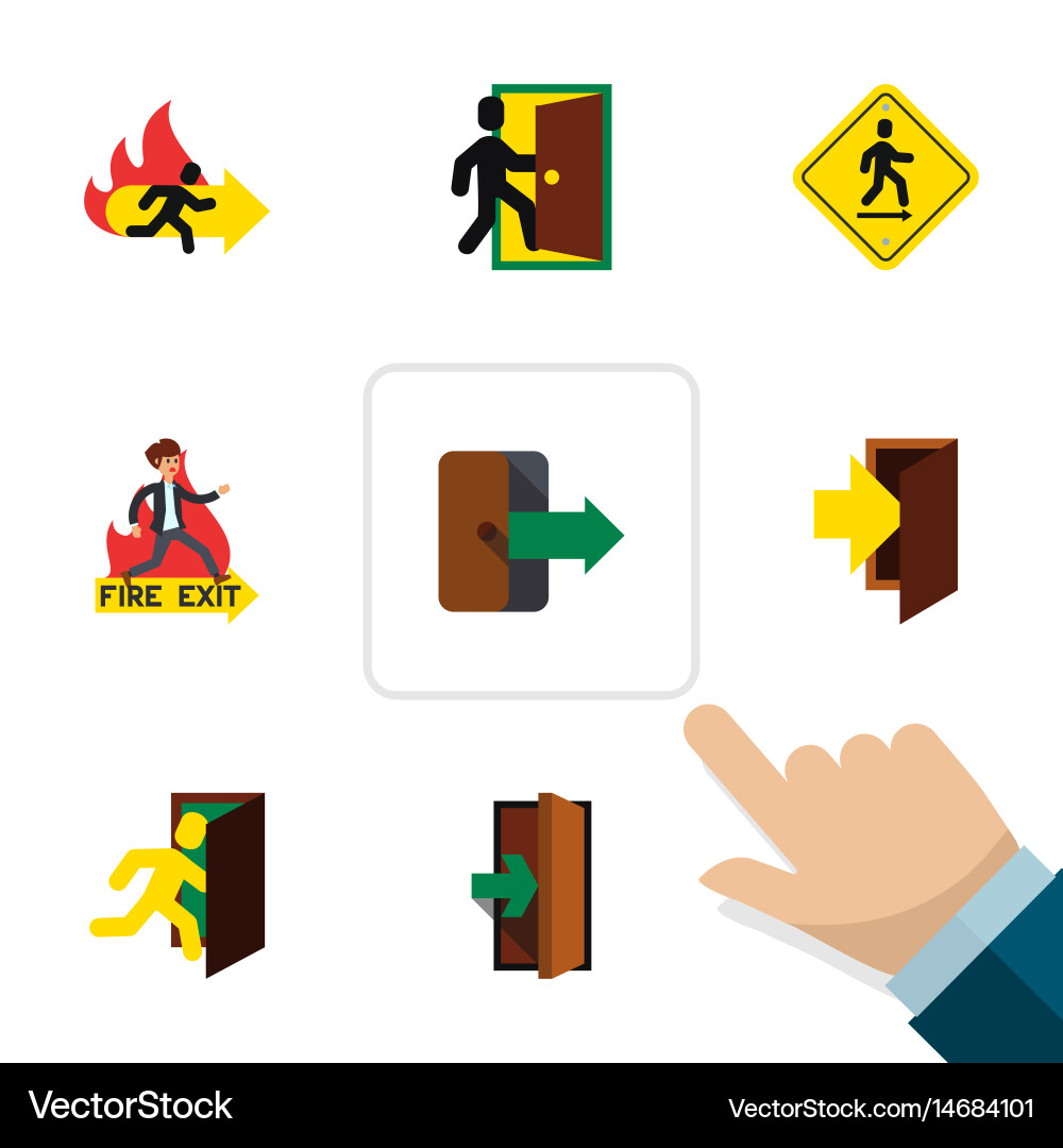 Flat exit set of directional evacuation open vector image