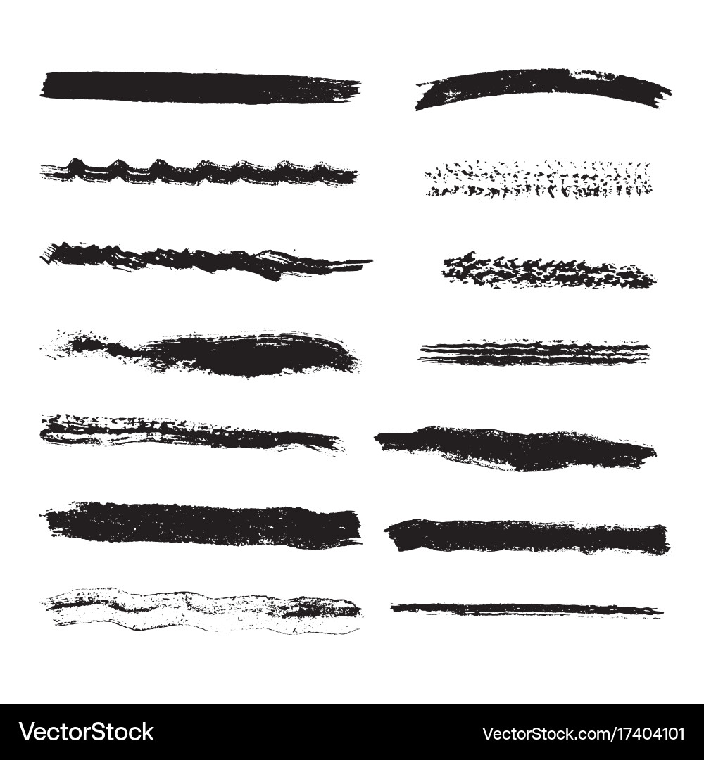 Grunge Stroke Set - Distressed Textures Vector Image
