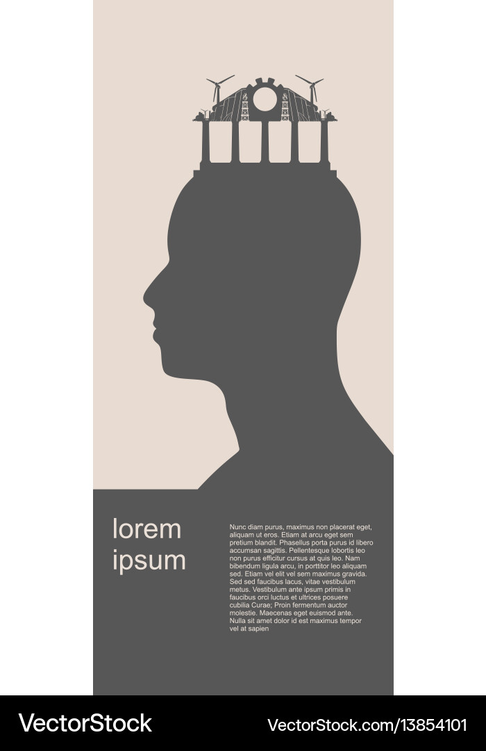 Head with factory for brain Vector Image