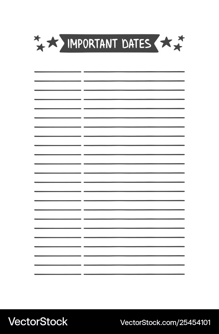 Important dates template Vector Image