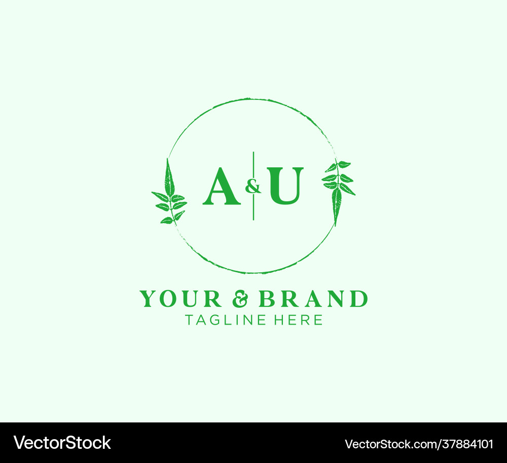 Initial au letters floral frames botanical Vector Image