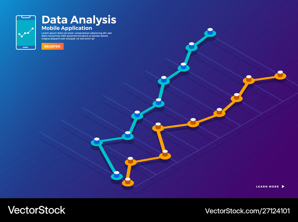 Isometric Data Analysis Chart vector image