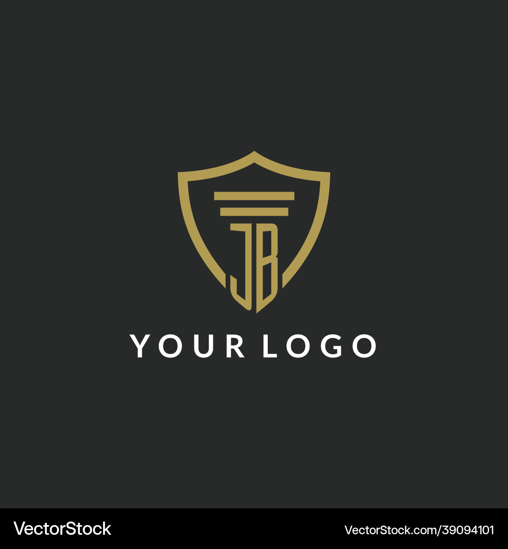 Jb initial monogram logo with pillar and shield Jb initial monogram logo with pillar and shield Vector Image