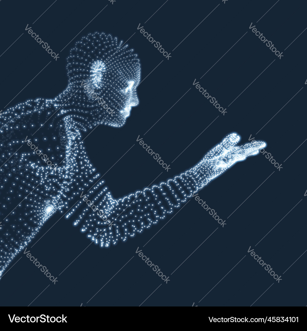 Man points to something by hand 3d model of Man points to something by hand 3d model of vector image