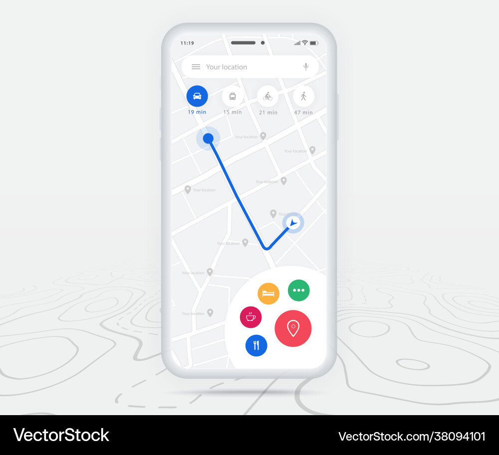 Map gps navigation app ux ui concept Map gps navigation app ux ui concept vector image
