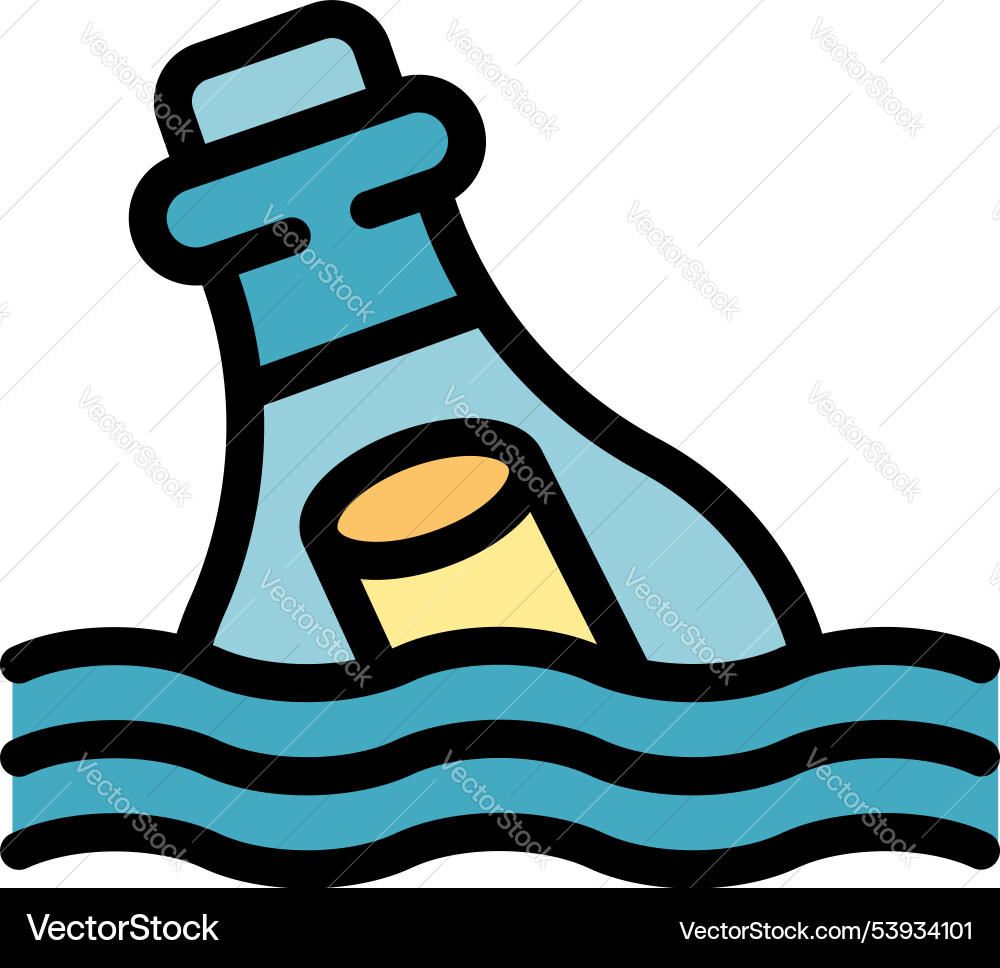 Message in a bottle floating on ocean waves vector image