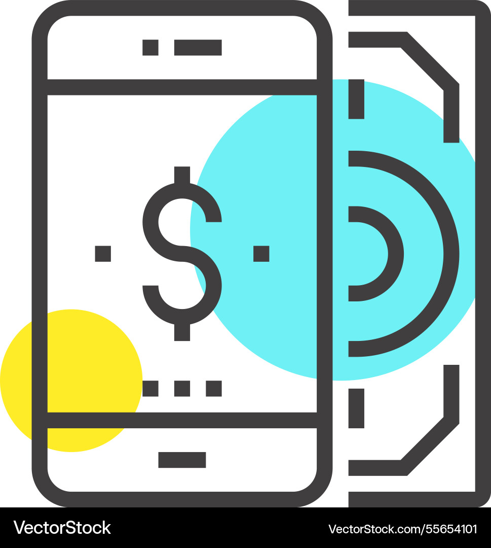 Mobile banking flat line web icon concept Vector Image