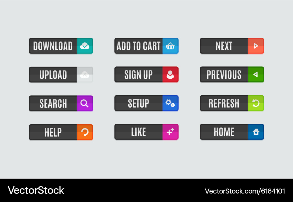 Modern flat design website navigation buttons vector image