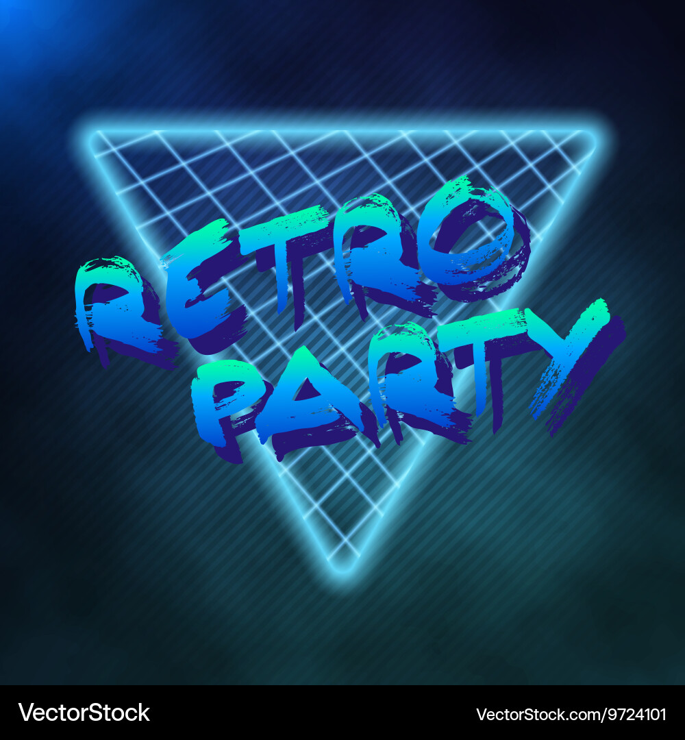 Neon style triangle techno background outer space vector image