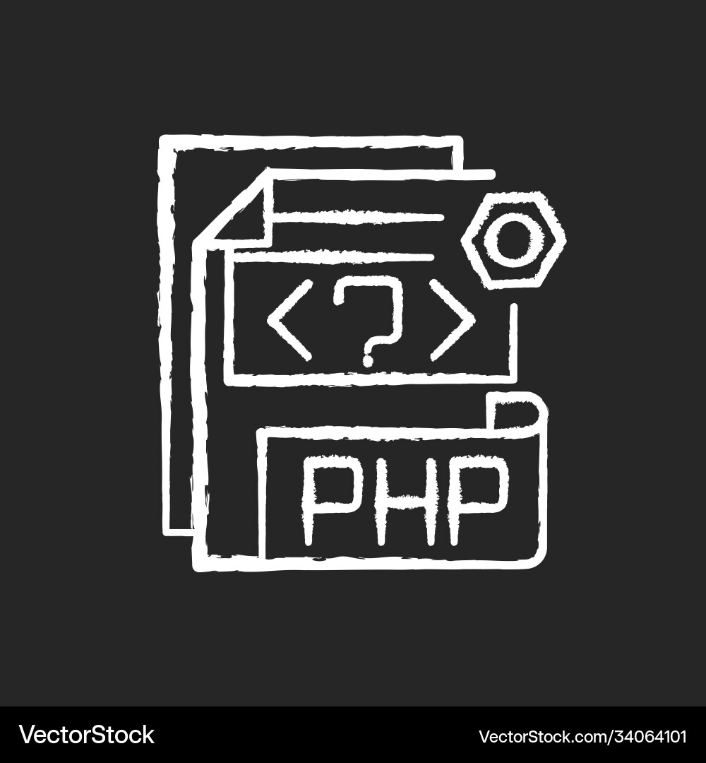 Php file chalk white icon on black background Php file chalk white icon on black background vector image