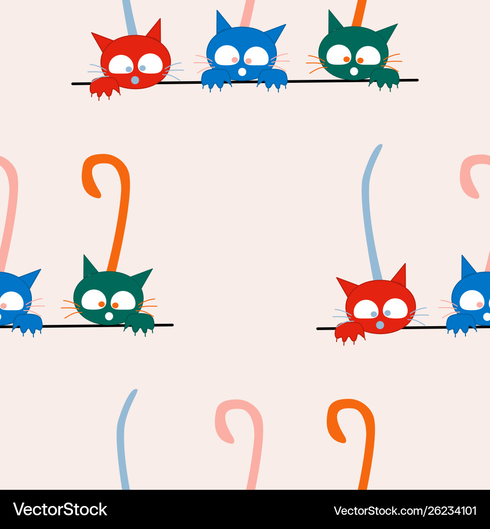 Playful kittens in a seamless pattern design Playful kittens in a seamless pattern design Vector Image