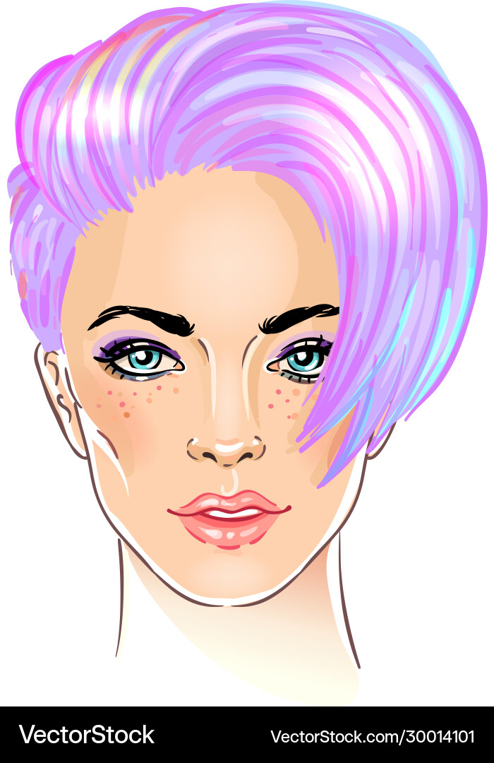 Portrait a young pretty woman with short pixie Portrait a young pretty woman with short pixie vector image
