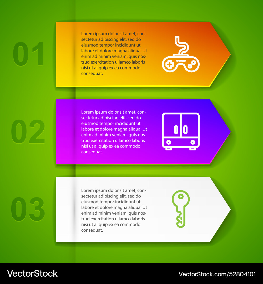 Set line gamepad wardrobe and house key business Set line gamepad wardrobe and house key business Vector Image